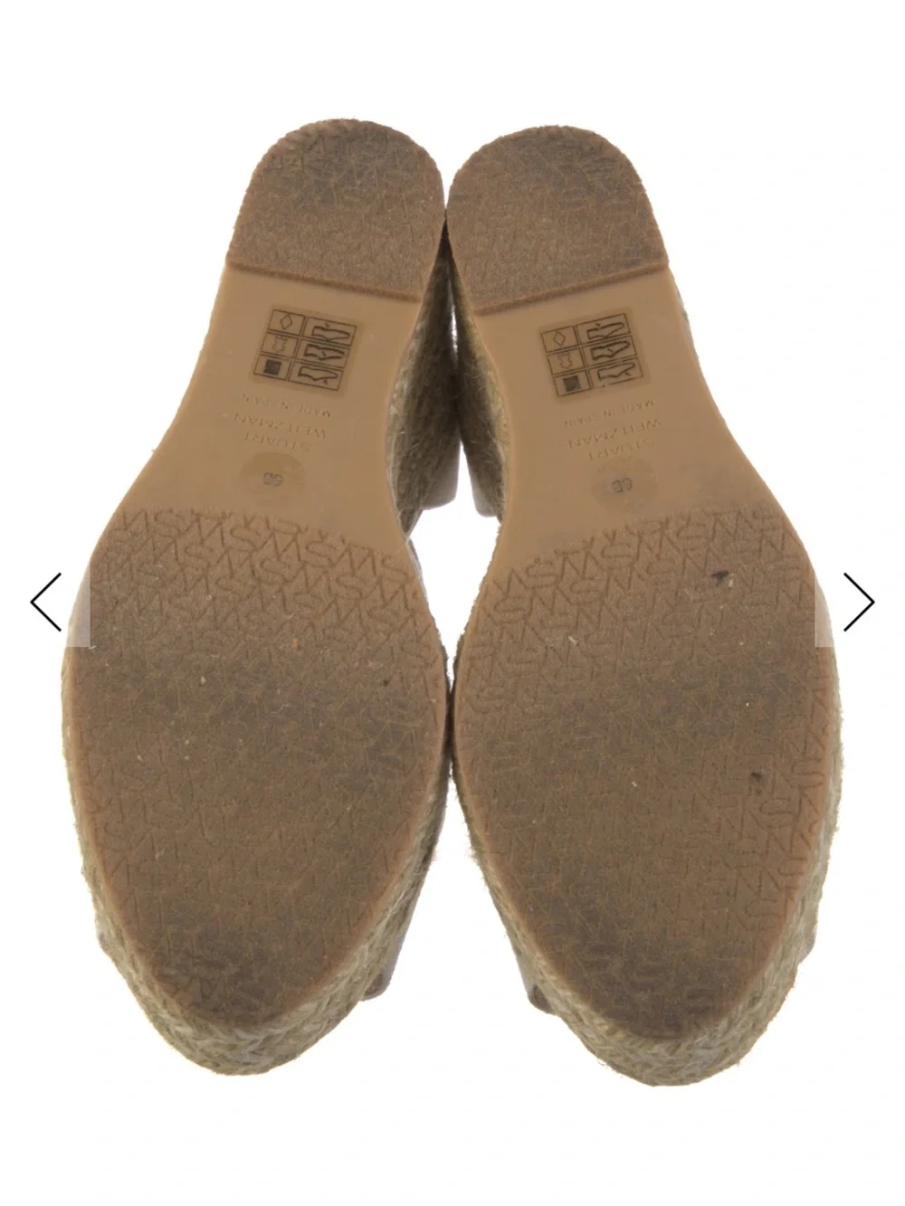 Stuart Weitzman Cream Canvas Ankle-Strap Espadrille Wedges